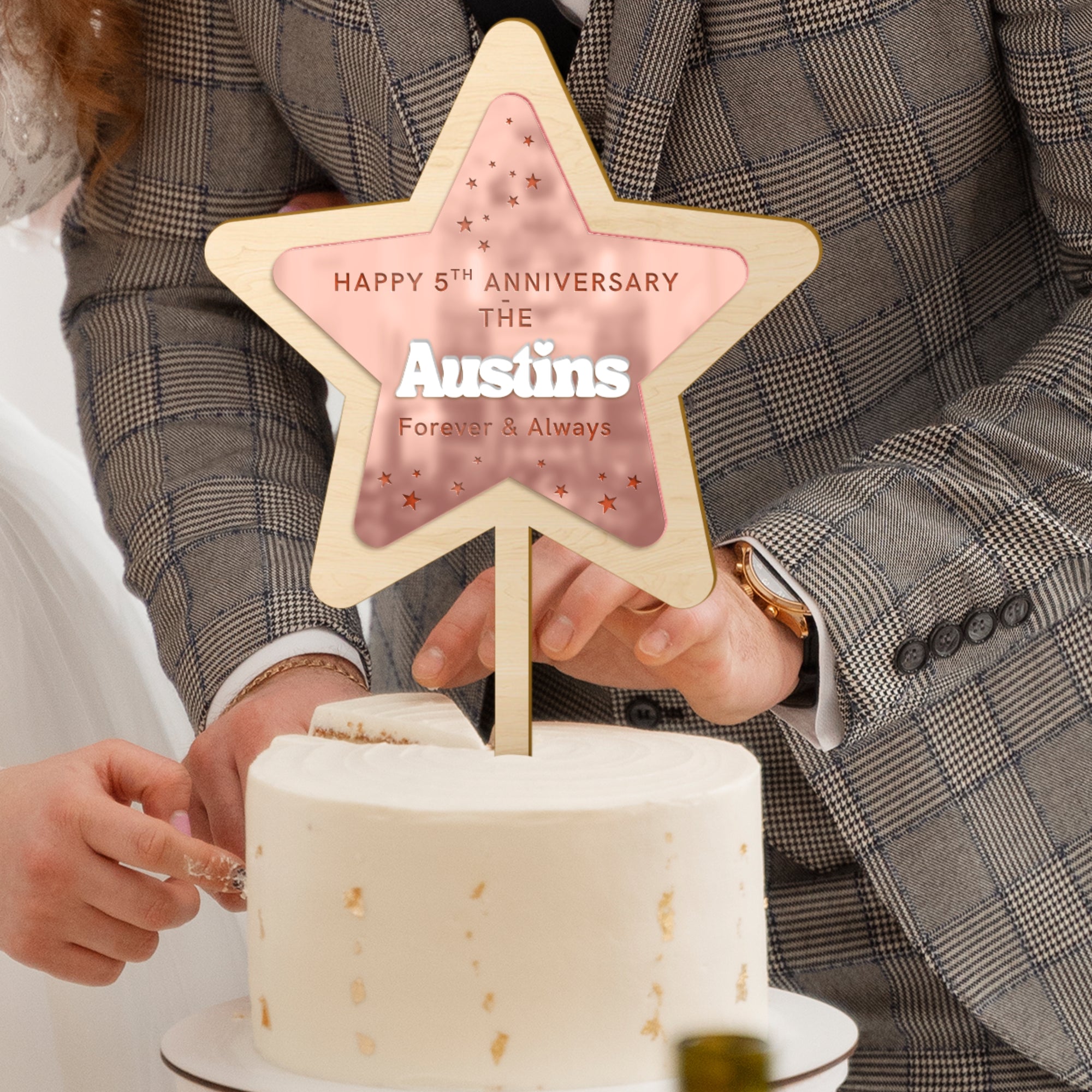 Personalised Triple Layered Mirror Acrylic Star Birthday Cake Topper, Custom Made Laser Cut Name Wedding Event Graduation Party Decor Supply