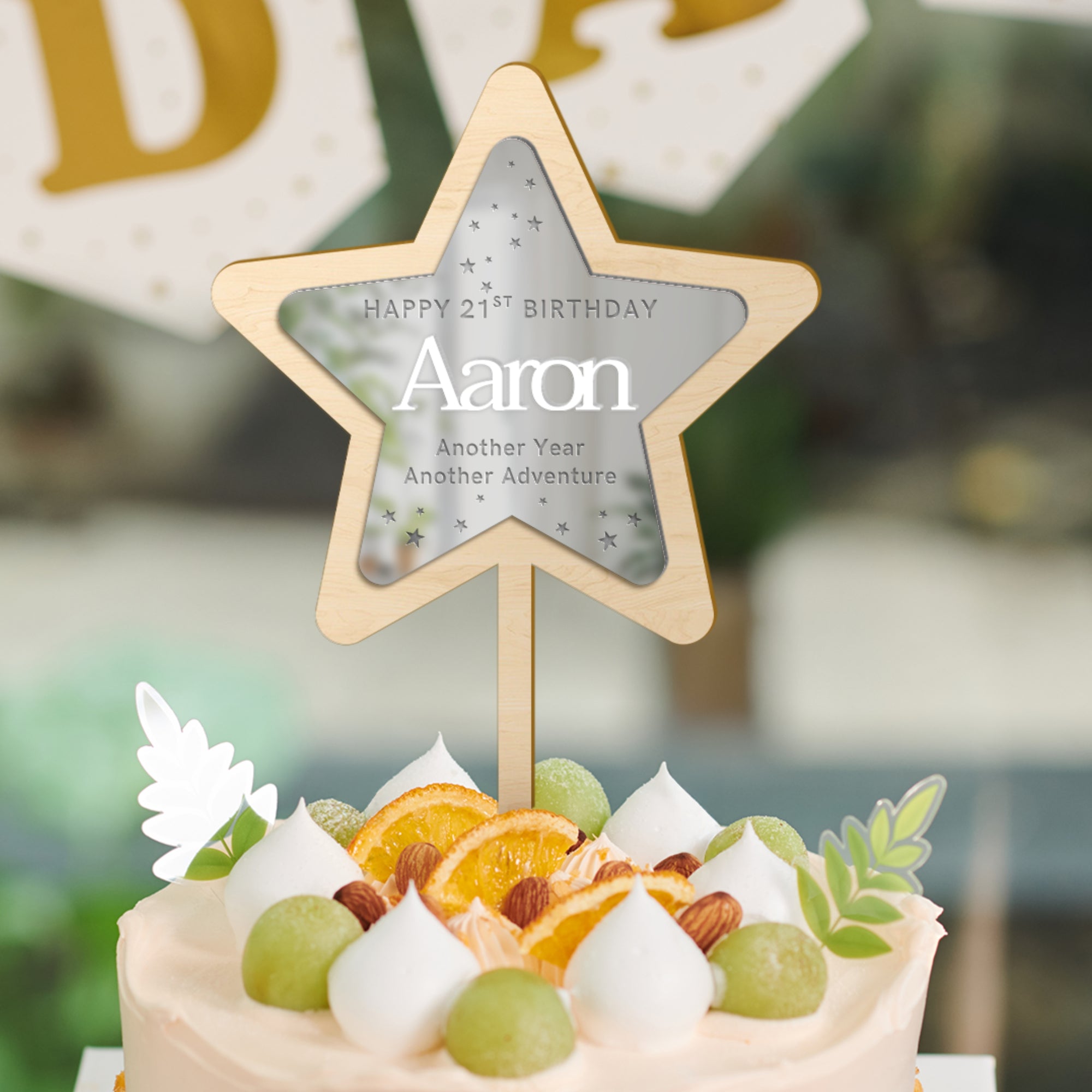 Personalised Triple Layered Mirror Acrylic Star Birthday Cake Topper, Custom Made Laser Cut Name Wedding Event Graduation Party Decor Supply