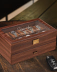 Personalised Two Drawer Wooden 20 Watch Slots Display Box, Custom Engraved Men Accessories Storage Jewelry Case Organiser Christmas Dad Gift