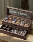 Personalised Two Drawer Wooden 6 Watch Slots & Accessories Display Box Custom Engraved Men Jewelry Storage Organiser Case Christmas Dad Gift