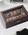 Personalised Two Drawer Wooden 12 Watch Slots & Accessories Display Box, Custom Engraved Men Jewelry Storage, Organiser Case, Xmas Dad Gift