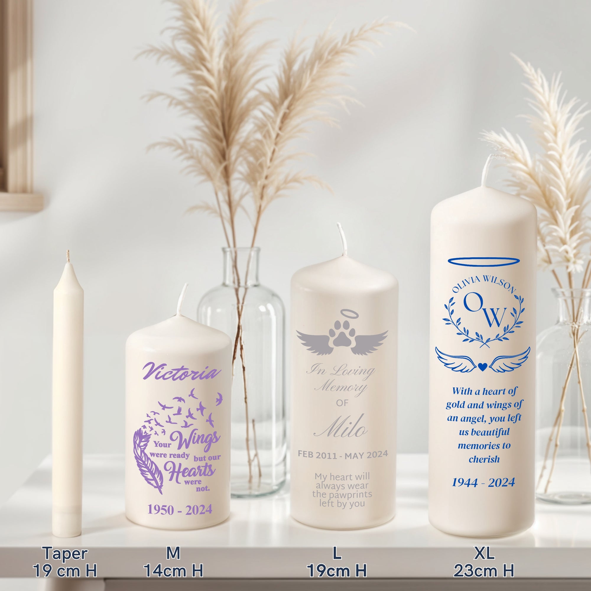 Personalised UV Print In Loving Memory Candles, Custom Memorial Candle Set, Pet Sympathy Gift, Funeral Ceremony Keepsake Remembrance Tribute