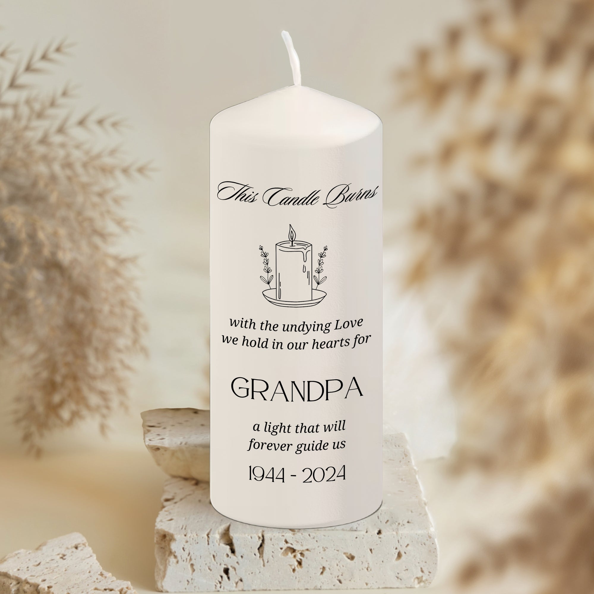 Personalised UV Print In Loving Memory Candles, Custom Memorial Candle Set, Pet Sympathy Gift, Funeral Ceremony Keepsake Remembrance Tribute