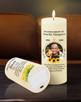 Personalised UV Print In Loving Memory Wax LED Candle, Custom Memorial Photo White Flame Pillar, Pet Sympathy Gift Funeral Ceremony Keepsake