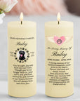 Personalised UV Print In Loving Memory Wax LED Candle, Custom Memorial Photo White Flame Pillar, Pet Sympathy Gift Funeral Ceremony Keepsake