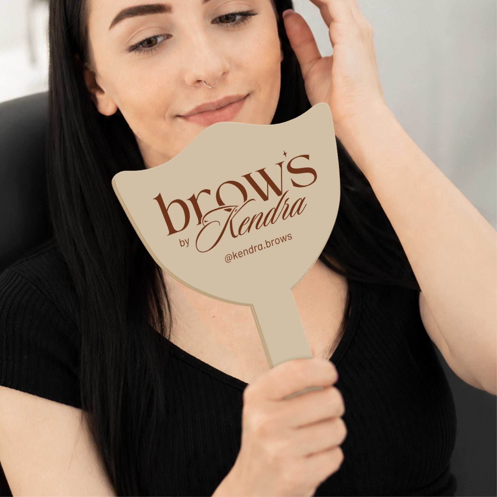 Personalised UV Printed Brand Business Logo Acrylic Handheld Mirror - Hair, Barbershops, Lash Brow, Makeup Cosmetic Spa Dental Beauty Clinic