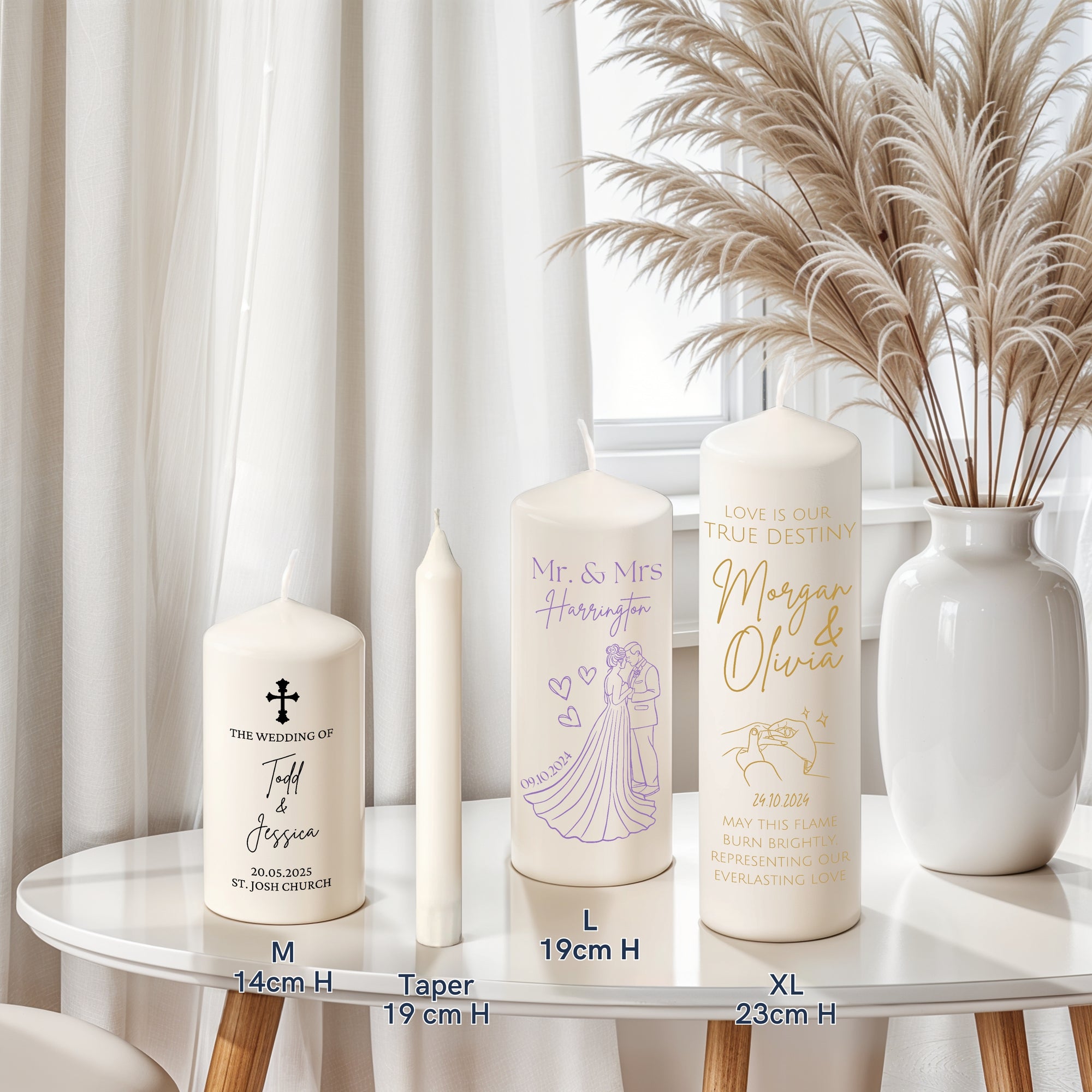 Personalised Wedding Unity Candles, Custom Couple Names & Date Candle Set, Engagement Keepsake, Anniversary Gift, Christening Ceremony Decor