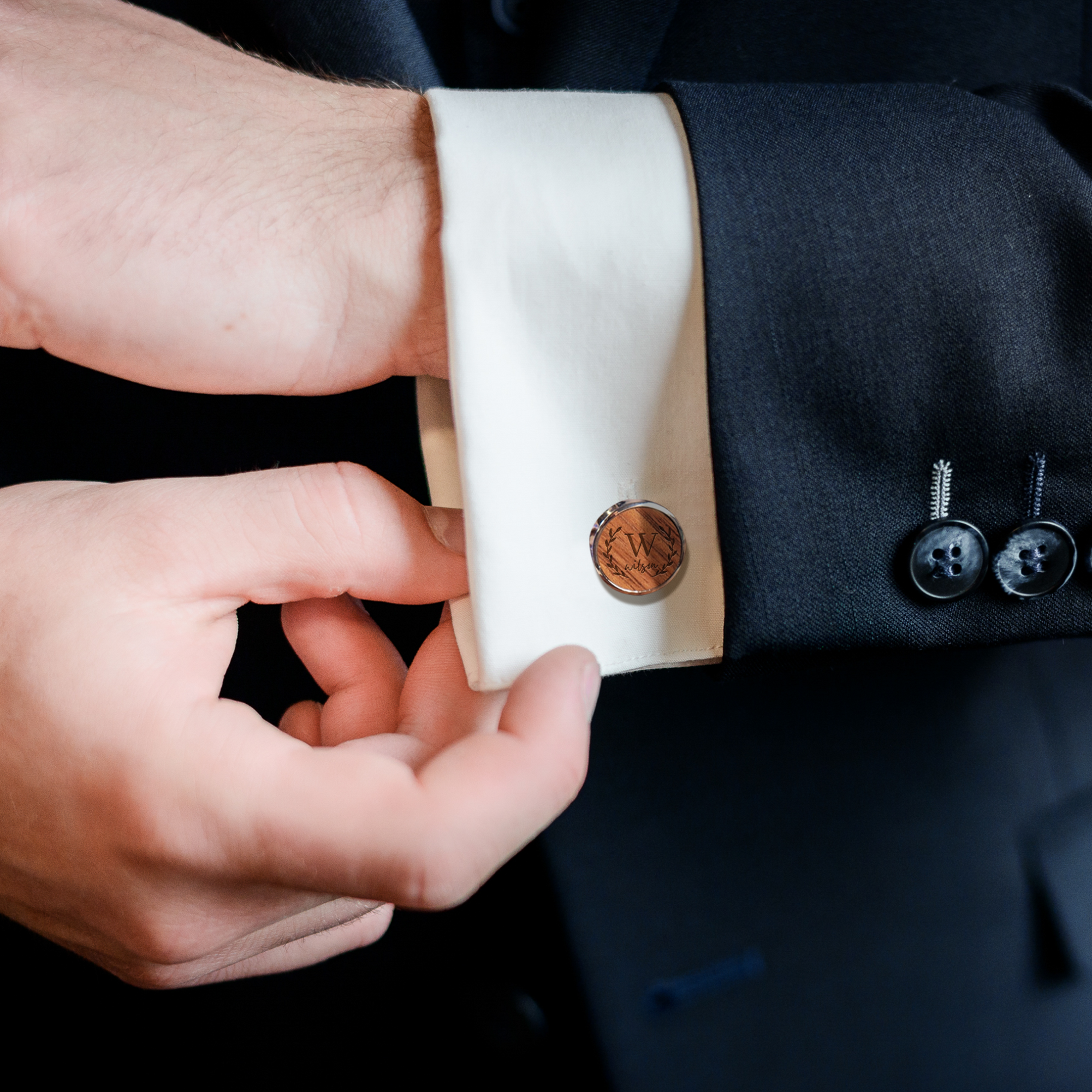 Personalised Walnut Cufflinks &amp; Tie Clip Box, Custom Engraved Man's Wooden Accessories/ Jewellery Storage, Groomsmen, Dad, Wedding Gift Set