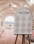 Personalised Wedding Seating Chart Arch Sign, Custom UV Print Guest Plan, Engagement, Anniversary Find Table Your Seat Awaits Mirror Signage