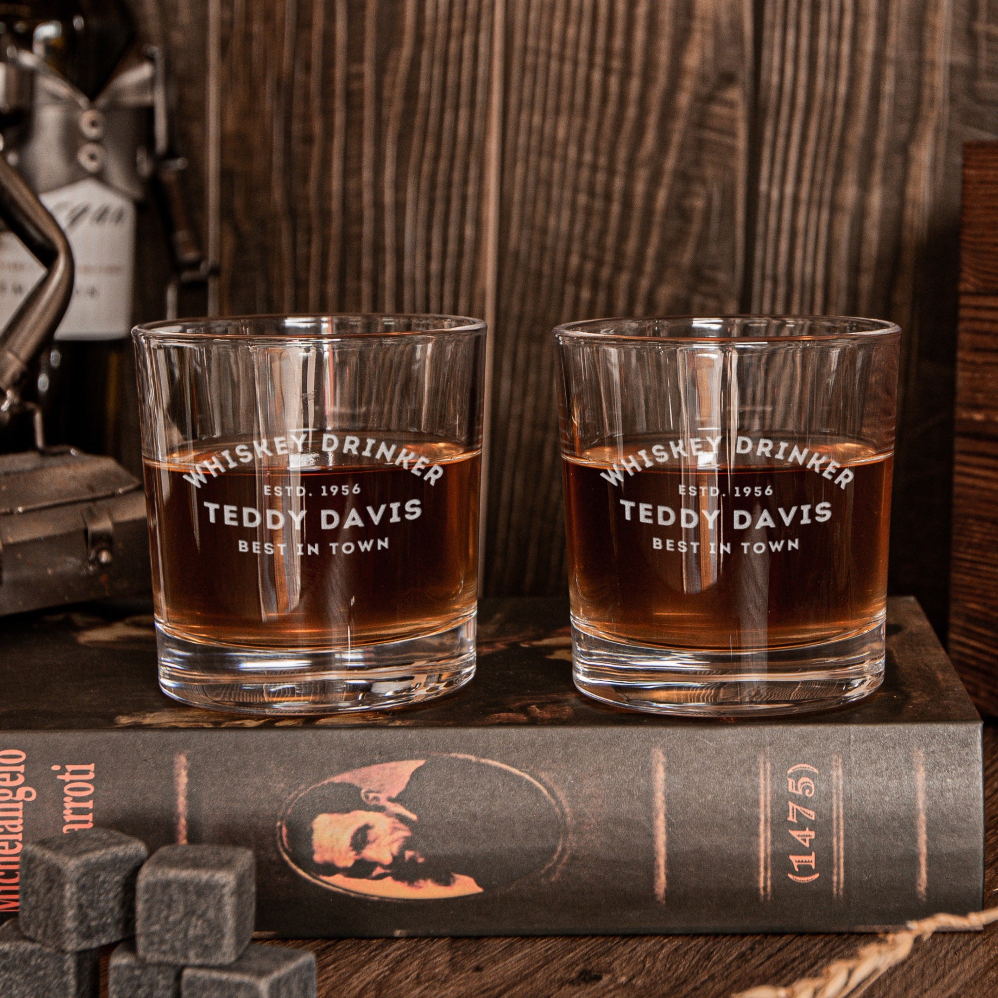 Personalised Whiskey Sleek Round Glass, Custom Engraved Scotch Bourbon Tumbler, Housewarming, Wedding Groomsman, Dad, Barware Corporate Gift