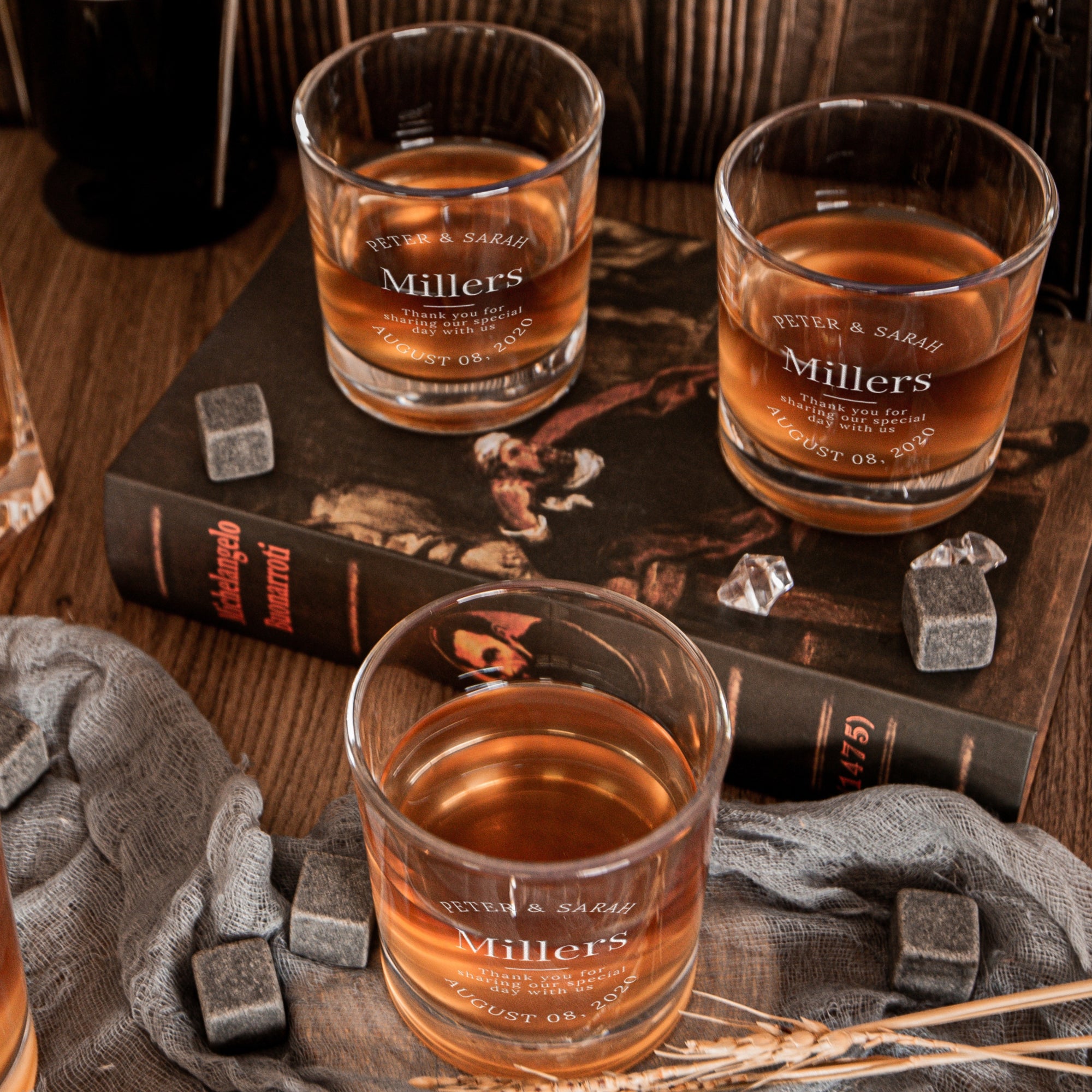 Personalised Whiskey Sleek Round Glass, Custom Engraved Scotch Bourbon Tumbler, Housewarming, Wedding Groomsman, Dad, Barware Corporate Gift