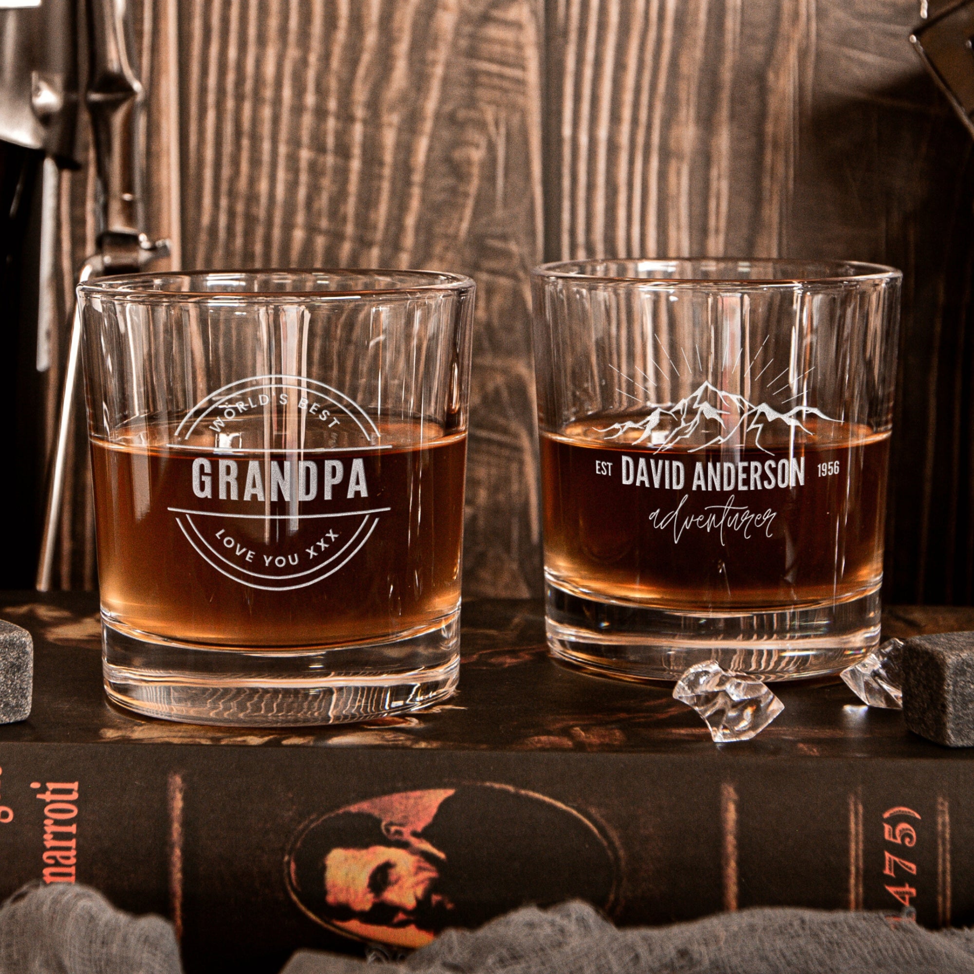 Personalised Whiskey Sleek Round Glass, Custom Engraved Scotch Bourbon Tumbler, Housewarming, Wedding Groomsman, Dad, Barware Corporate Gift