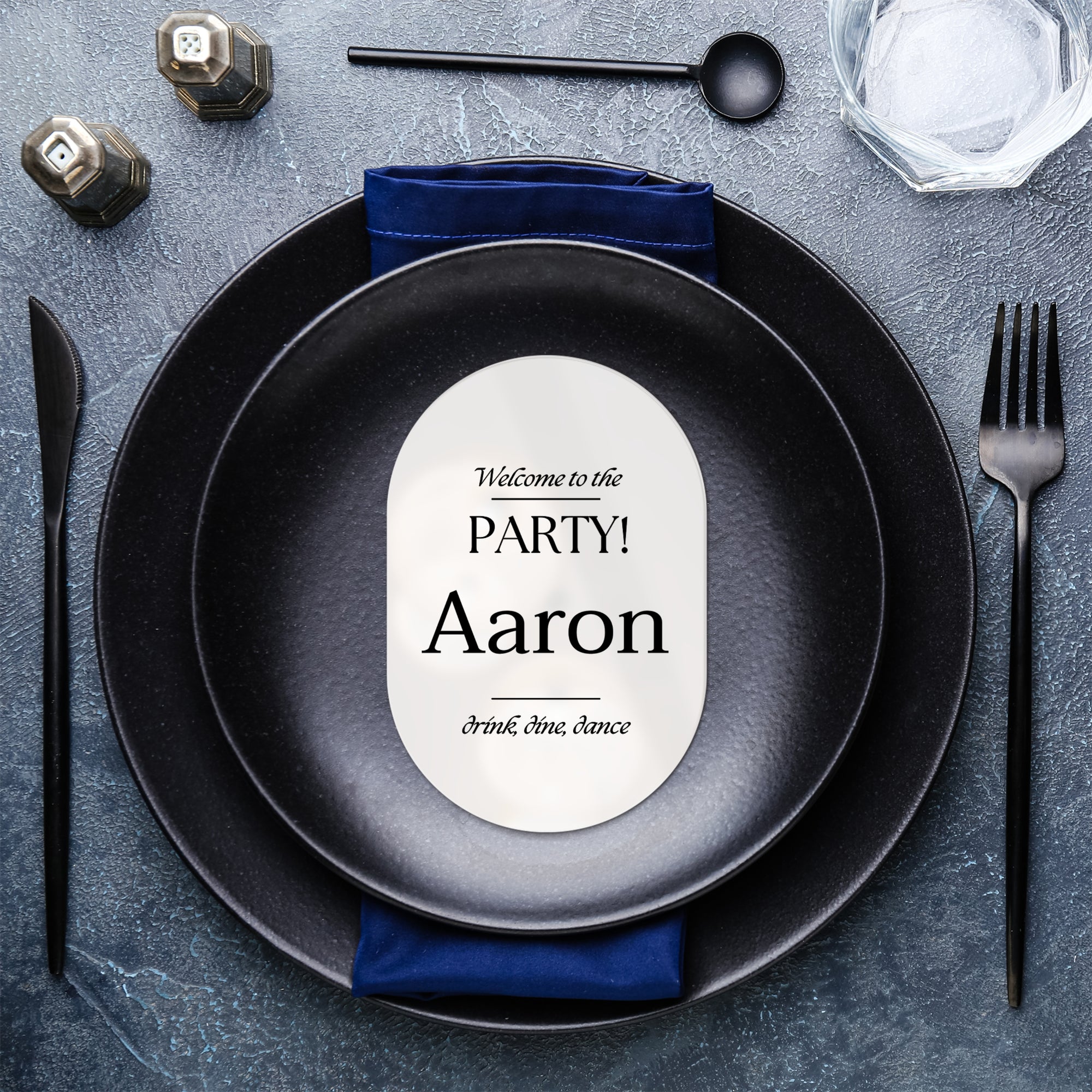 Personalised Mirror Acrylic Reserved Name Place Setting, Custom UV Print Oval Table Place Card Wedding Favors Thank you Gift Tag Party Decor