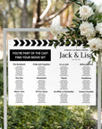 Personalised Wedding Cinefilm Seating Chart Sign, Custom Print Anniversary Guest Plan, Find Table/ Your Seat Signage, Cinema Hollywood Decor