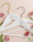 Personalised White Wooden Coat Hanger & Bar Silver Gold Hook, Custom Etch, Print Logo Retail Suit Hangers, Wedding Groomsman Bridesmaid Gift
