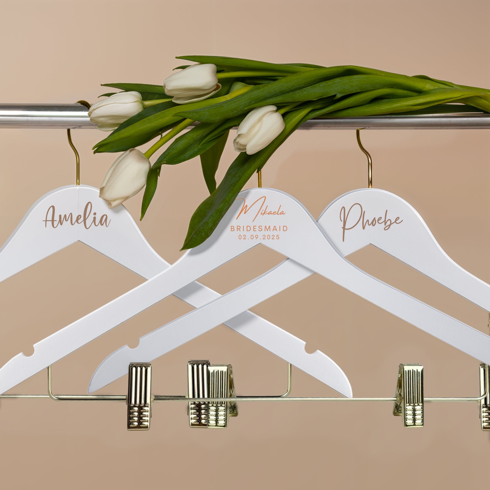 Personalised Wooden Combination Hanger, Gold Pants Clips & Hook, Custom Logo Retail Coat Suit Hangers, Wedding, Housewarming, Corporate Gift