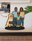 Personalised 3D Wooden Cartoon Family Figurine Display, Custom Print Photo Portrait Caricature Home Decor, Birthday, Anniversary, Xmas Gift