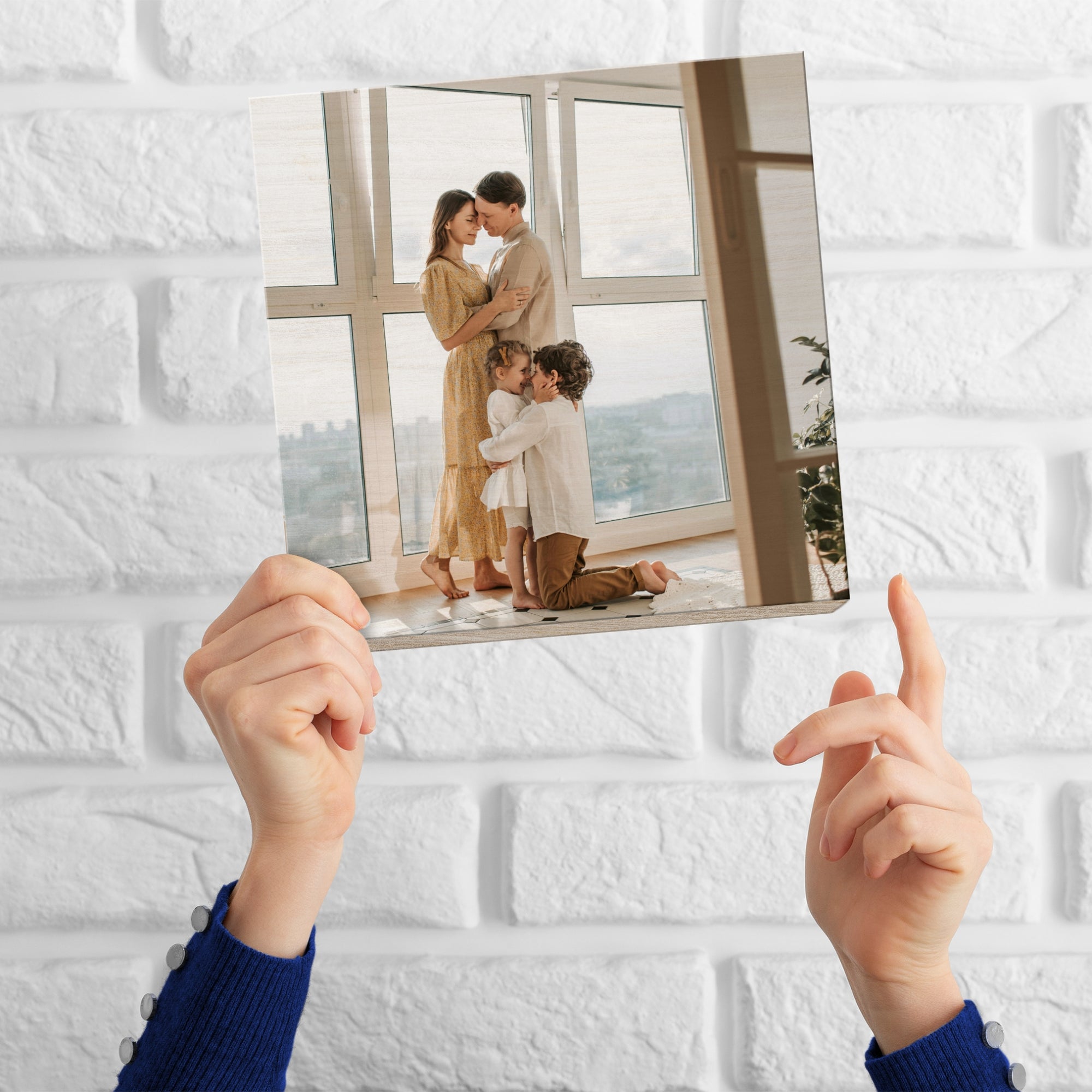 Personalised Wooden Photo Block Square, Custom UV Print Freestanding Table Display Memory Blocks, Image Gallery Wall Decor Housewarming Gift