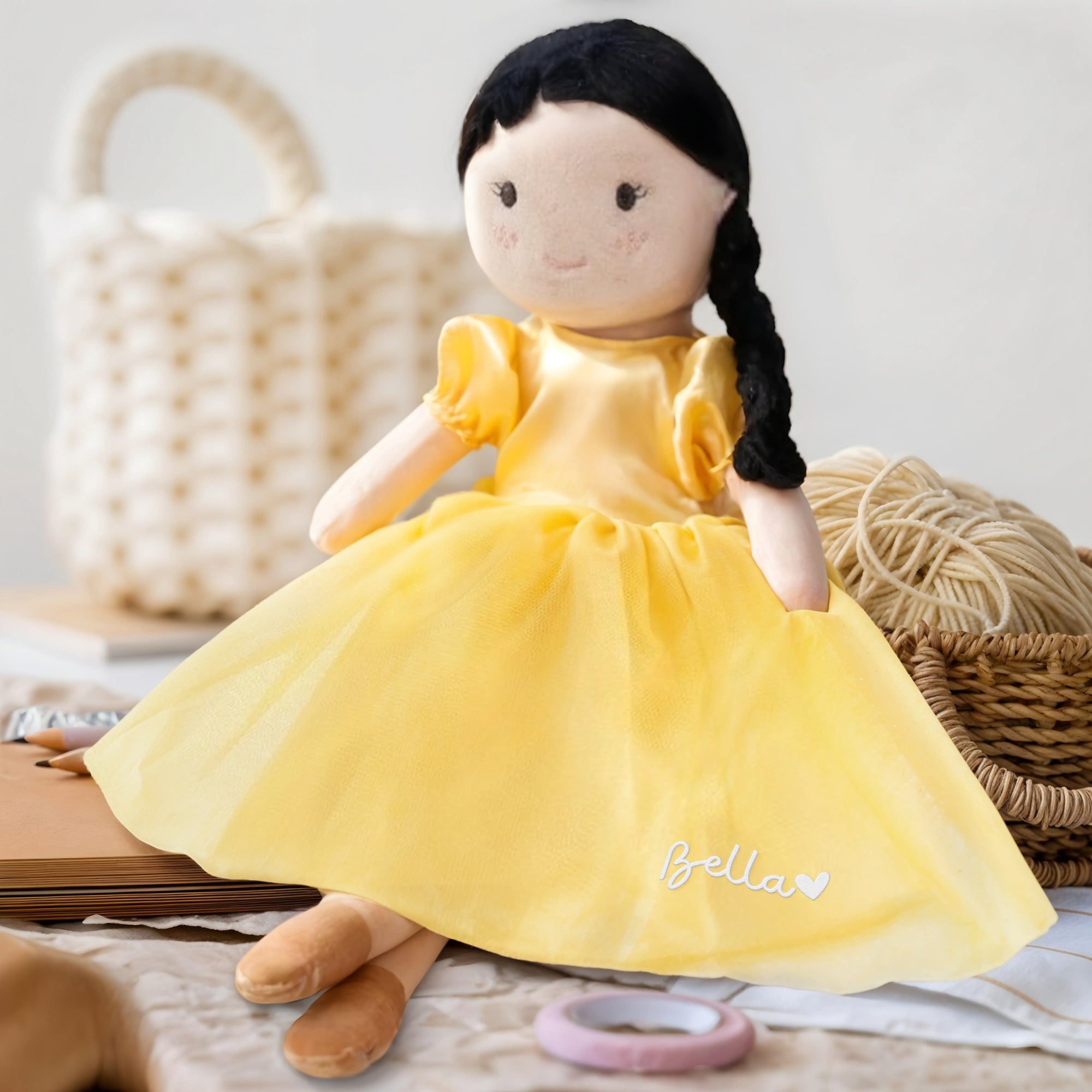 Personalised Embroidery Plush Princess Doll, Custom Embroidered Name Ballerina, Girl Sleep Soft Baby Toy, Christening, Birthday Shower Gift