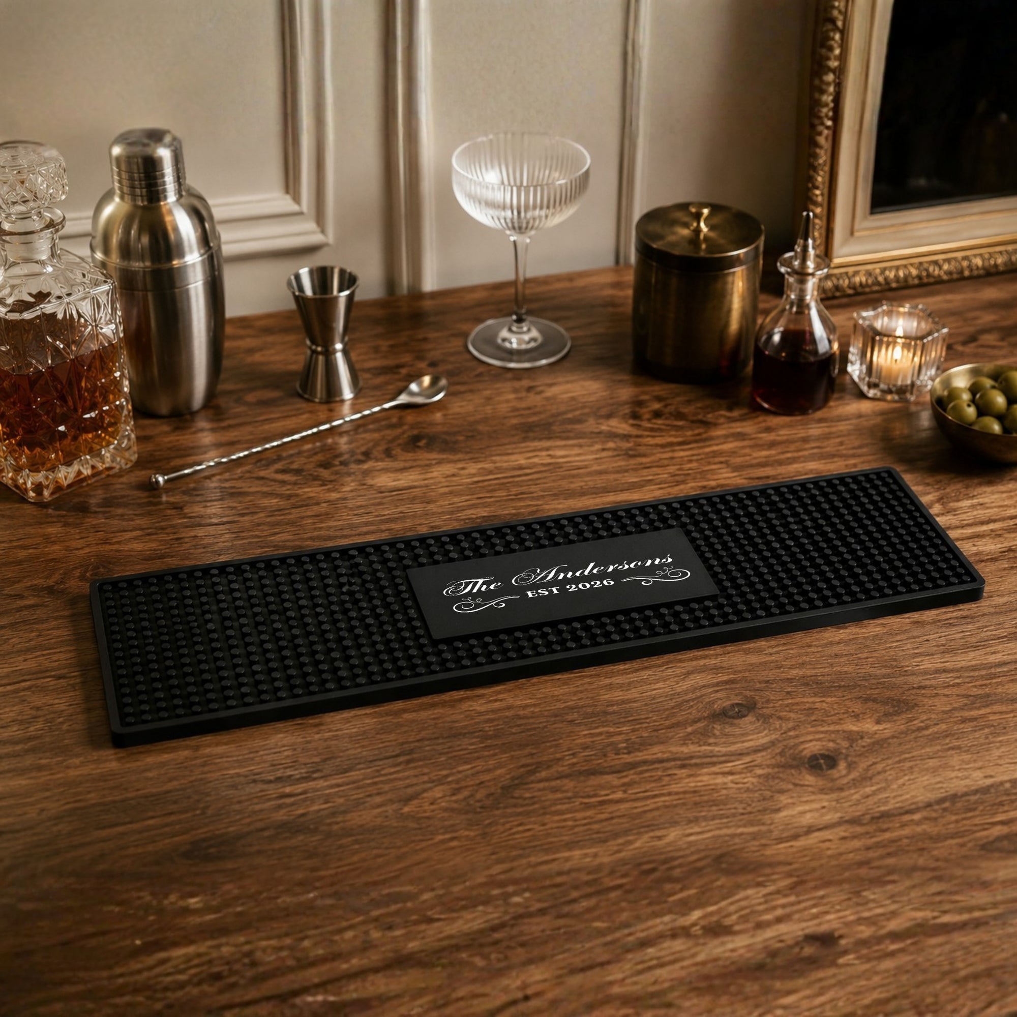Black rubber bar mat runner non-slip drip mat