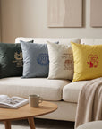 Custom embroidered patterned cushion cover subtle woven design with soft sheen
