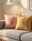 Custom embroidered throw cushion cover in textured recycled polyester