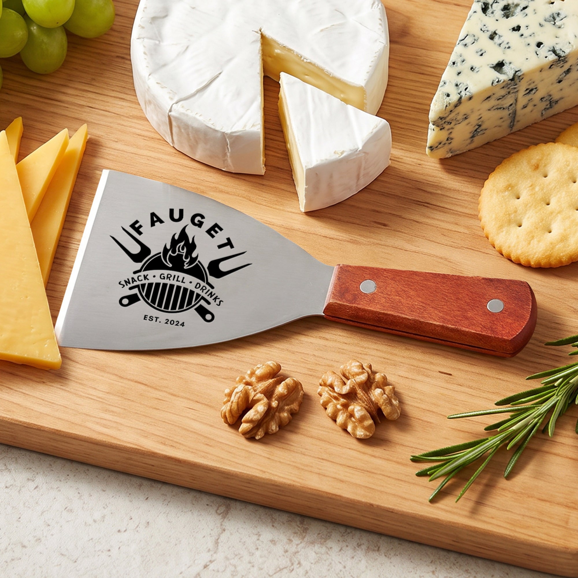 Custom engraved BBQ grill scraper with name