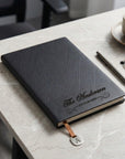 Custom engraved black leatherette A5 notebook