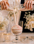 Custom engraved sand unity wedding glass urn with two pouring glasses couple names keepsake