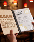 Custom restaurant menu cover with clear A4 insert pockets
