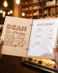 Custom restaurant menu ring binder with clear A4 insert pockets