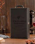 Custom UV printed leather twin wine box, a wedding and corporate gift