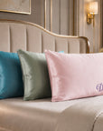 Embroidered satin pillowcase beauty sleep gift for hair and skin