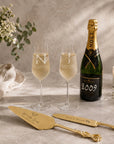 Engraved crystal champagne flute with monogram