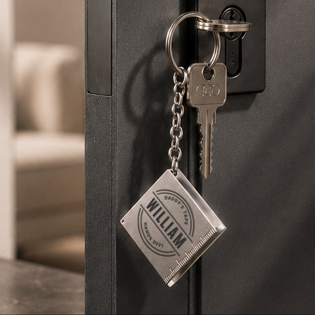 Engraved tape measure keyring gift for dad and tradie