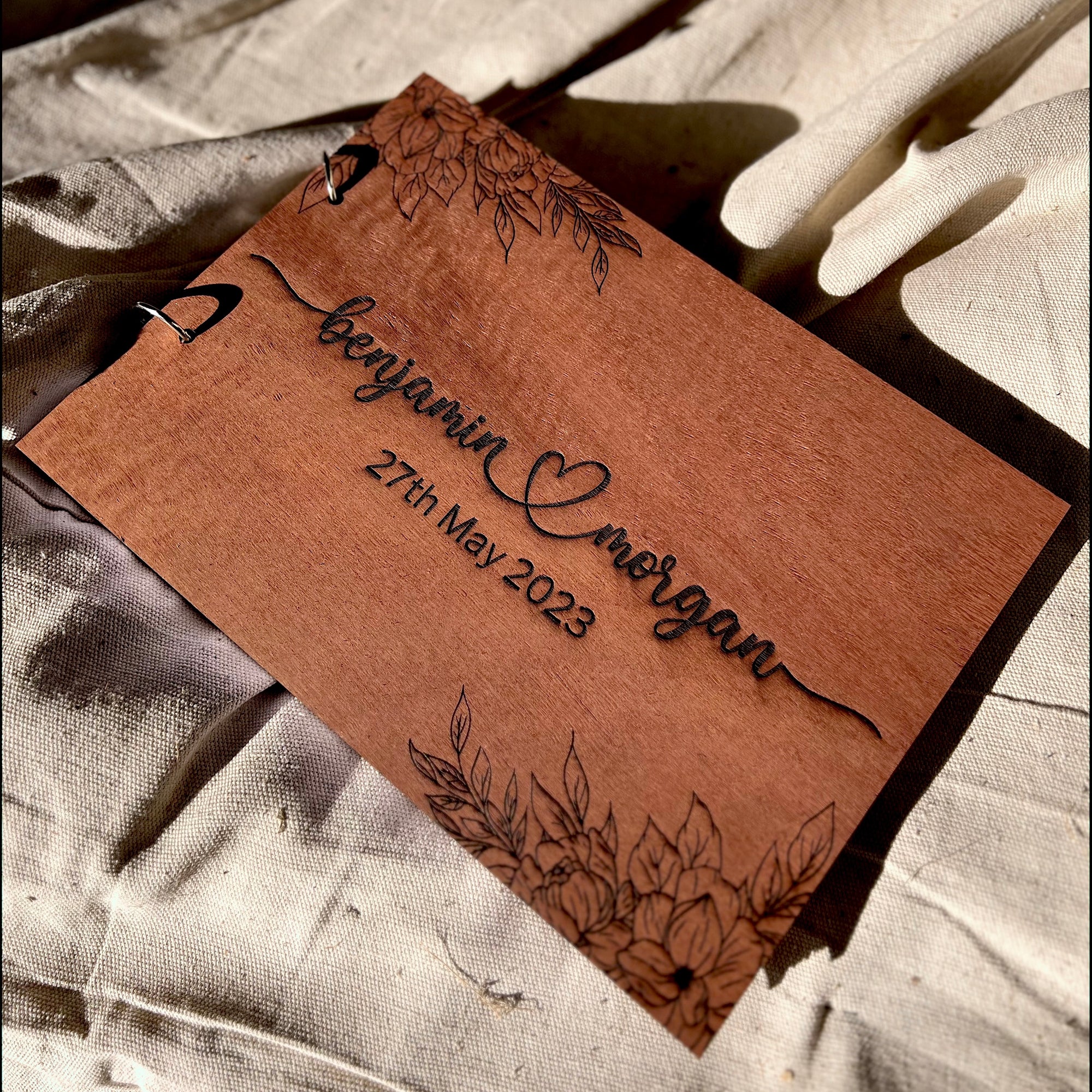 Personalised Engraving Wooden Wedding Guest Book