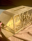 Personalised Laser Cut Wooden Wedding Card Wishing Box - Rectangle