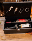 Leather double-bottle wine gift box with wine tool set