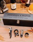 Leather single-bottle wine gift box with wine tool set