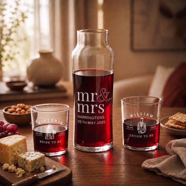 Personalised Engraved Portugal Carafe Set with 2 Glasses