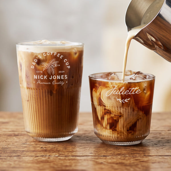 Custom Engraved Netherlands Rippled Glass Beverage/ Coffee Tumbler