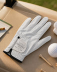Personalised genuine white leather golf glove custom engraved golfer gift