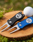 Personalised golf divot tool with magnetic ball marker custom engraved stainless steel