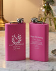 Personalised engraved 5oz hip flask colour options black white army hot pink baby pink