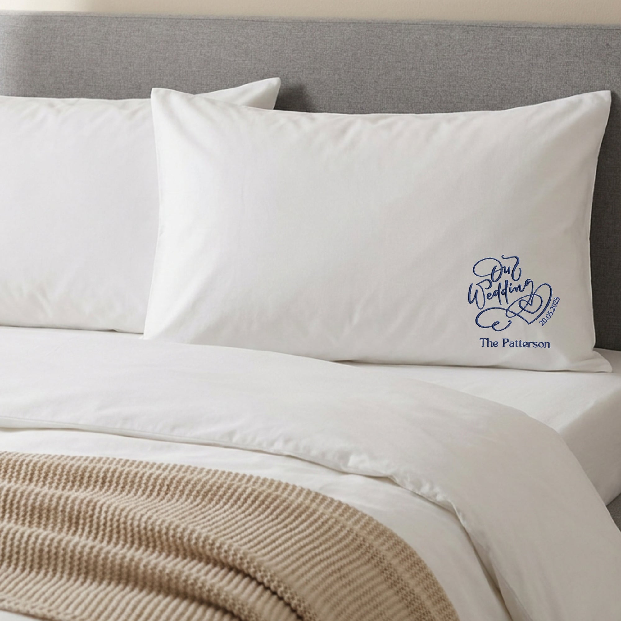 Personalised cotton pillowcase with insert pillow set