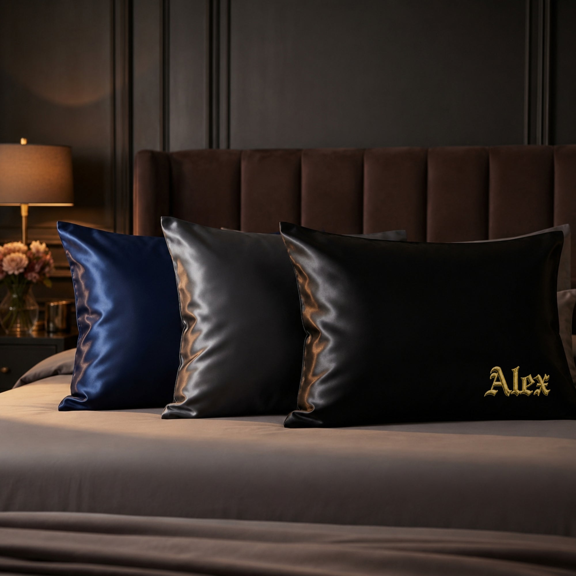 Personalised satin pillowcase colour options