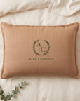 Personalised embroidered textured lumbar cushion cover pillowcase colours brown charcoal