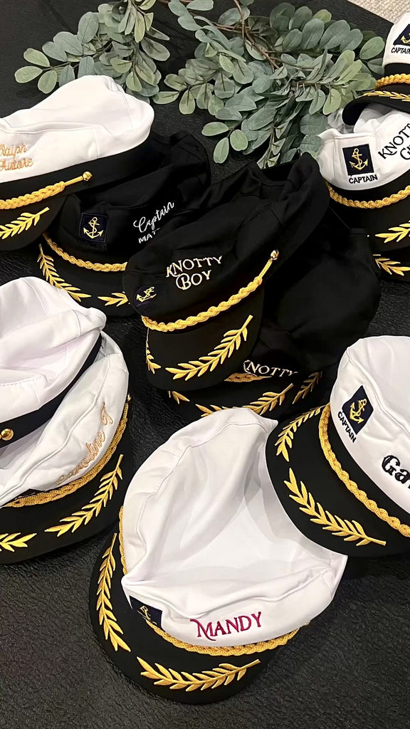 Custom Embroidered Unisex Captain Cap, Personalised Yatch Sailor, Nautical Boat Hat, Bachelor Hens Party, Groomsman, Bridesmaid Wedding Gift