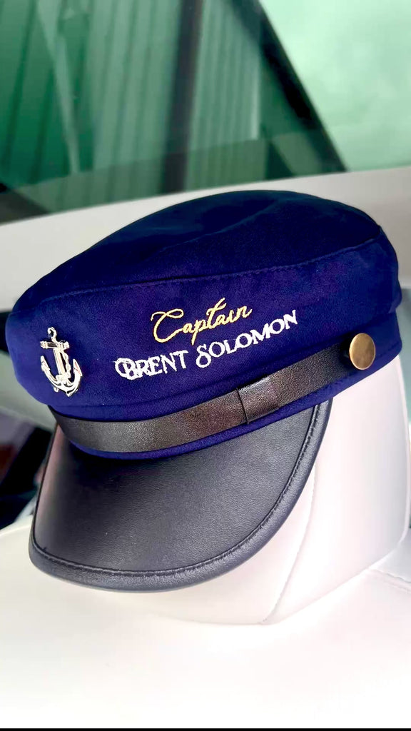 Custom Embroidered Nautical Captain Cap & Anchor, Personalised First Mate, Yatch Sailor Hat, Bachelor Hens Party, Groomsman, Bridesmaid Gift