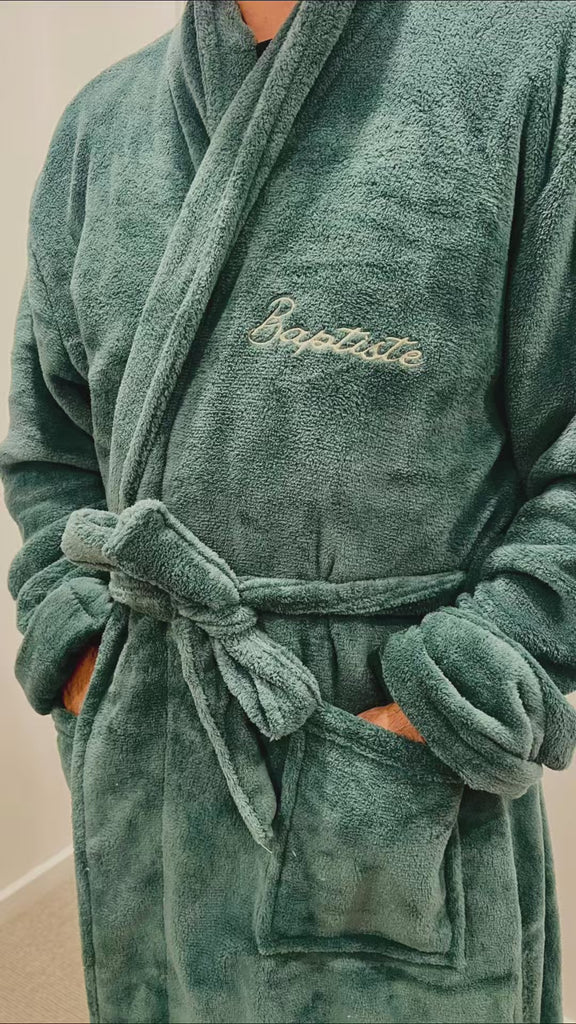 Personalised Embroidery Plush Bathrobe, Custom Name Embroidered Luxury Men Women Dressing Gown, Logo Spa Robe, Housewarming Anniversary Gift